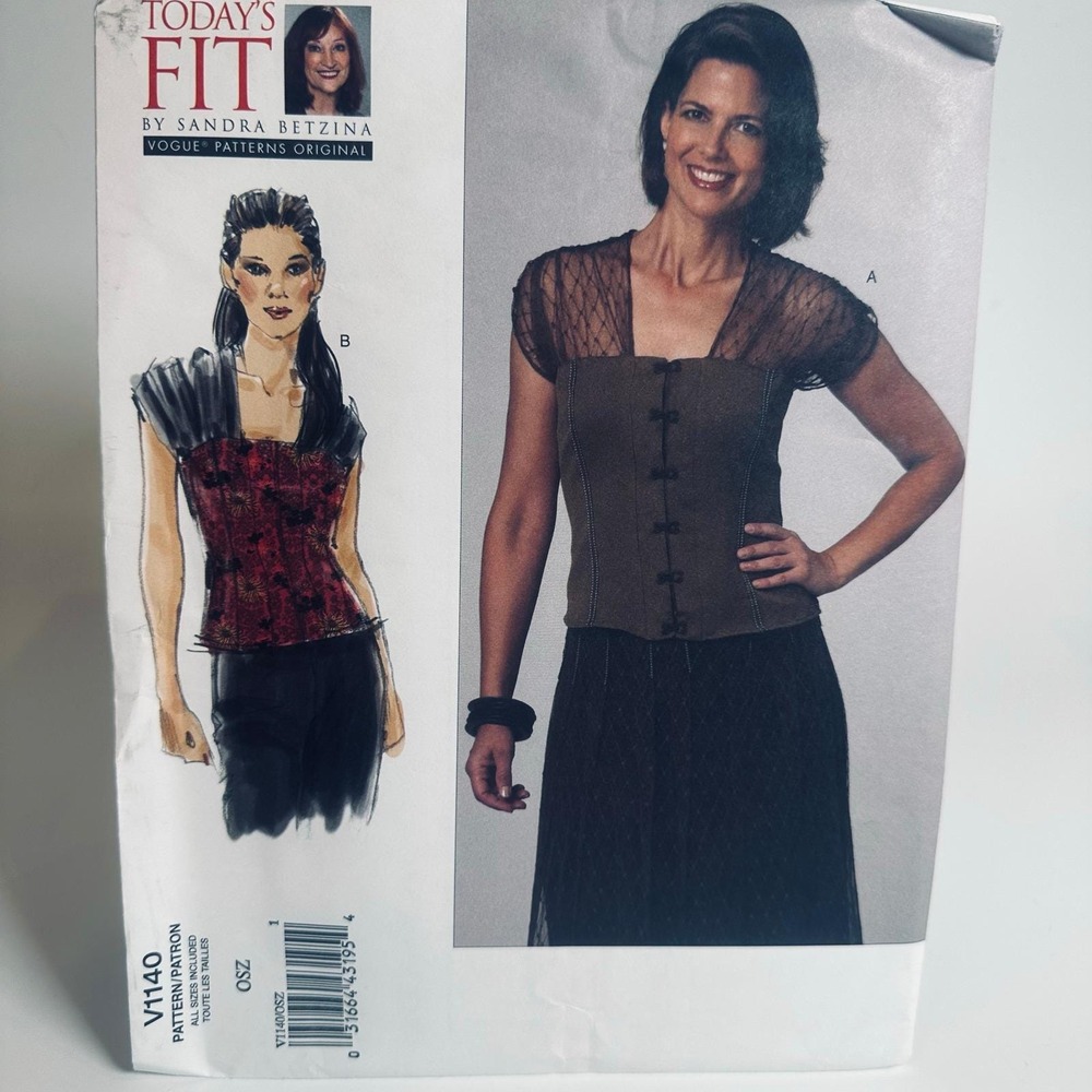 Vogue V1140 Today's Fit by Sandra Betzina Misses Top OSZ Uncut Factory Folded